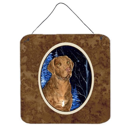 MICASA 6 x 6 in. Starry Night Chesapeake Bay Retriever Aluminium Metal Wall or Door Hanging Prints MI228822